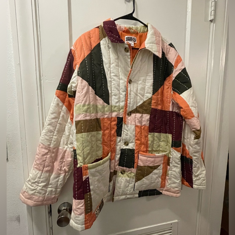 Target Patchwork Quilted Jacket in Cream, Orange, Pink, Olive & Burgundy